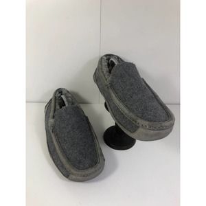 Ugg Ascot Wool 3233 Suede Sherpa Lined Moc Slippers Gray Men's US 11